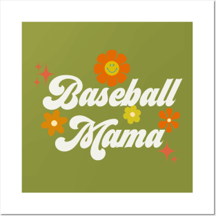 Baseball Mama - 70s style - White Posters and Art